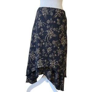 Thorn & Fable Sz S Women Black Fairy Skeleton Floral Print Ruffle Hem Skirt - SM